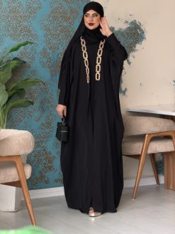 عباية luxury نوار مع روب